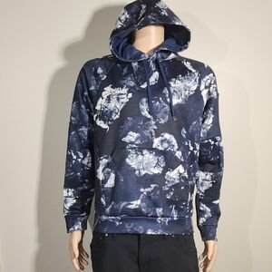 Nike Men's Navy and White Patterned Hoodie